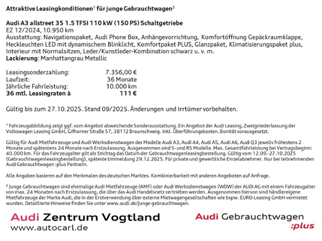 A3 allstreet 35TFSI Navi/AHK/Matrix/HuD/Leder/AC