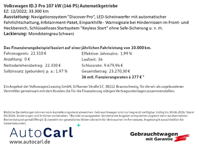 ID.3 Pro 62kWh STH/NAV/LED/CARPLAY